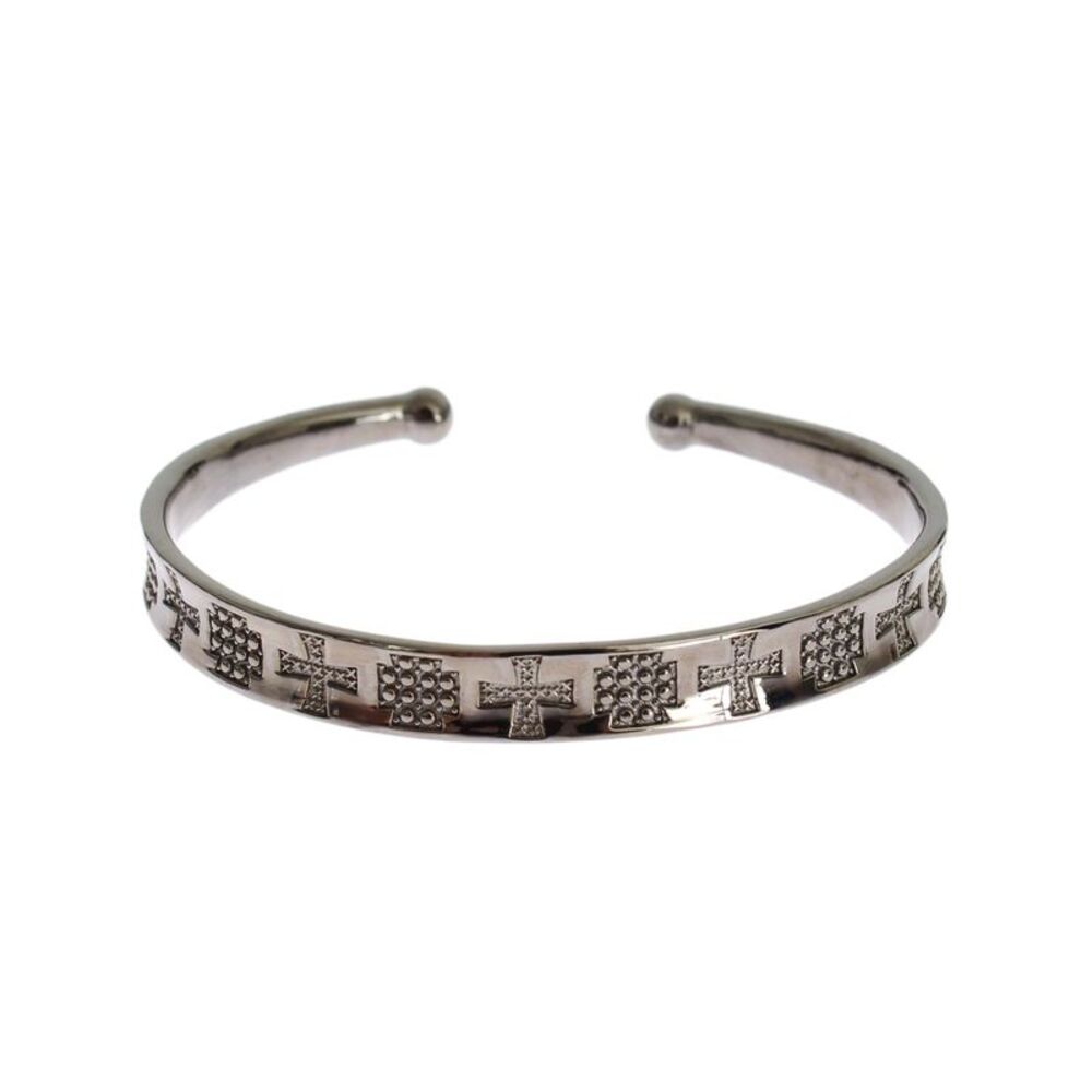 Nialaya Gray Rhodium 925 Silver Bangle Women's Bracelet